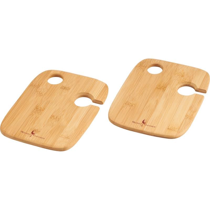 Bamboo 2-piece Wine Plate Set