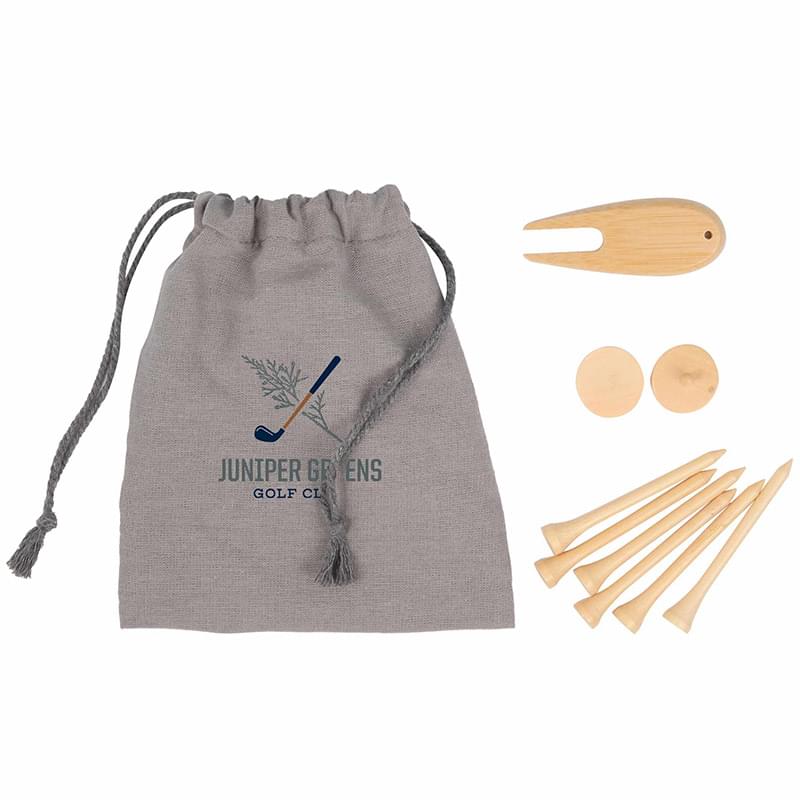 Bamboo Golf Tee Set with Recycled Pouch