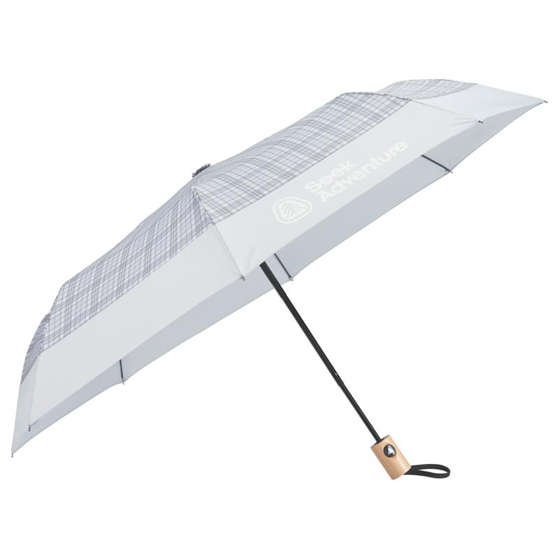 42" Recycled PET Auto Open Plaid Folding Umbrella