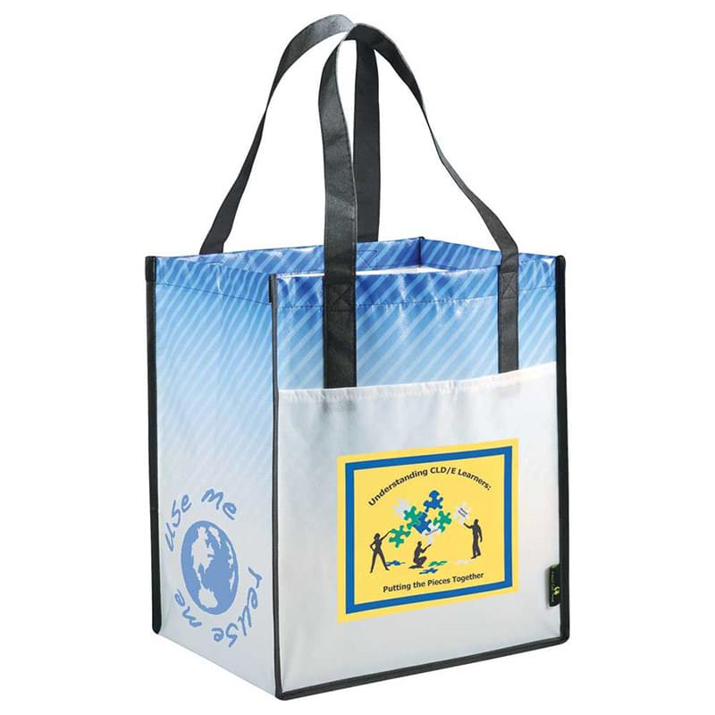 Laminated Non-Woven Striped Big Grocery Tote