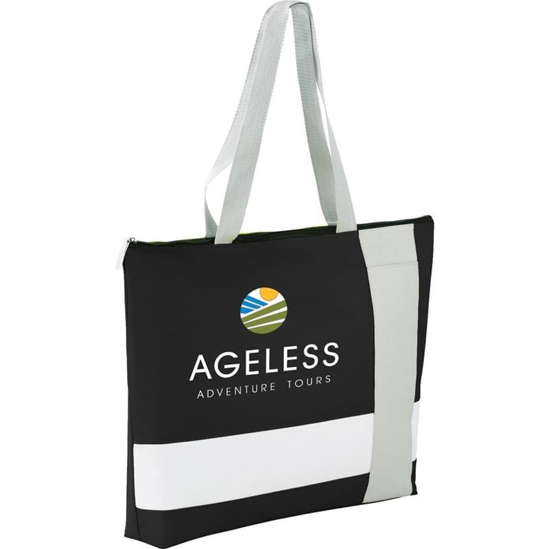 Cross Block Zippered Business Tote