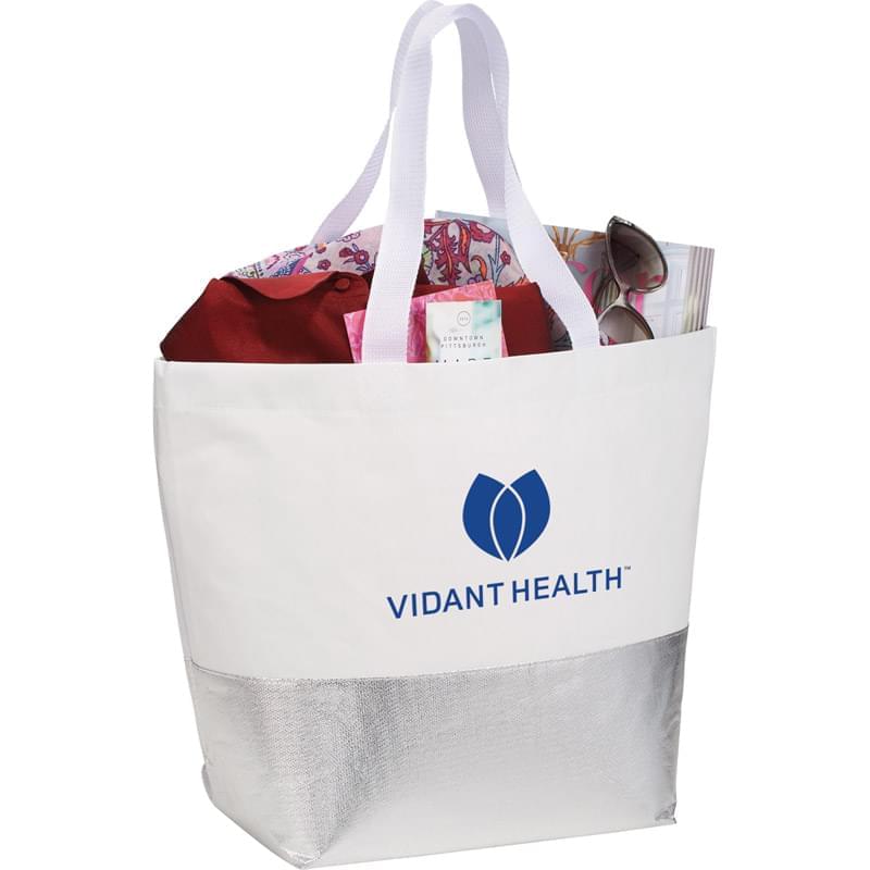 Large Non-Woven Metallic Bottom Tote