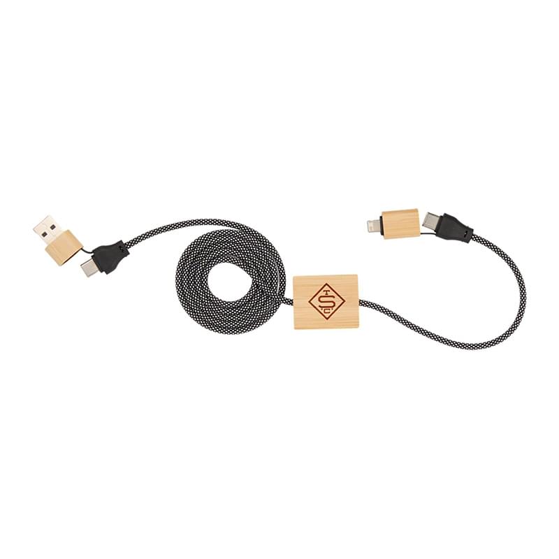 FSC&#174; 100% Bamboo 5-in-1 100W Laptop Charging Cable