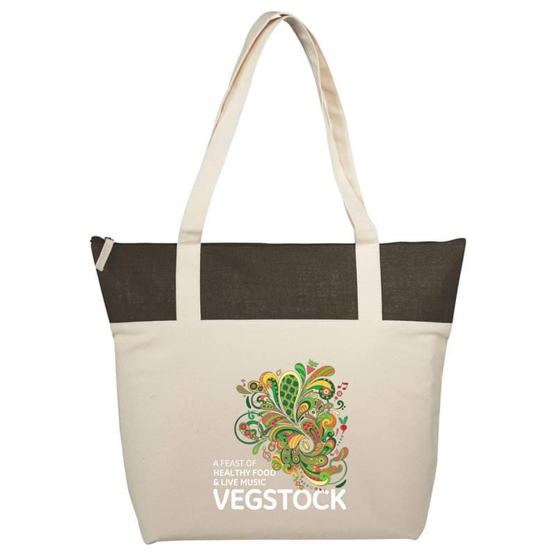 12 oz. Cotton and Jute Accent Zippered Tote