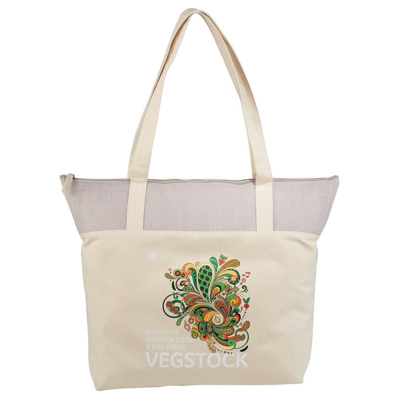 12 oz. Cotton and Jute Accent Zippered Tote