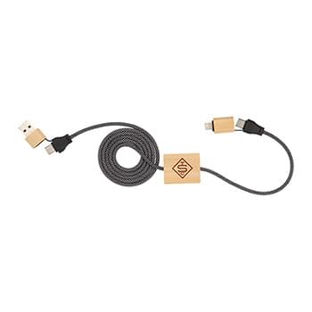 FSC&#174; 100% Bamboo 5-in-1 100W Laptop Charging Cable