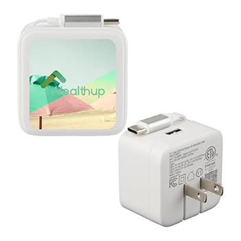 ETL Listed 20W Wall Charger with Retractable Cable